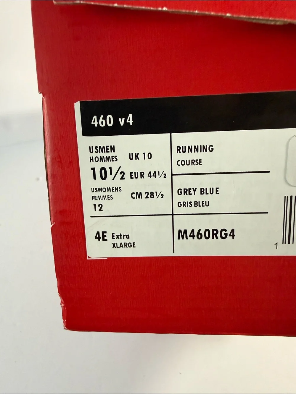 NEW BALANCE 460 V4 Running Sneakers M460RG4 Mens 10.5  Women’s 12 (4E) NEW